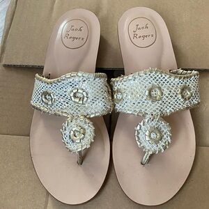 Jack Rogers Women's Gold and Cream Sandals